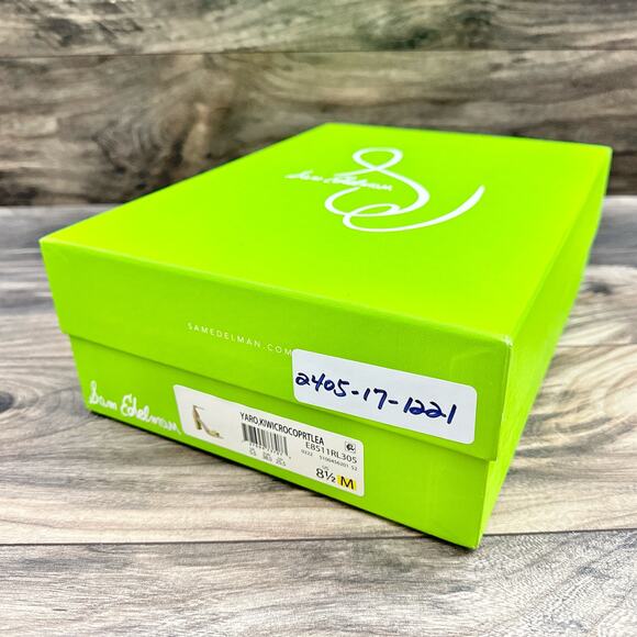 NIB Sam Edelman 8.5M Yaro Leather Ankle Strap Block Heel Sandals Kiwi - Picture 13 of 13